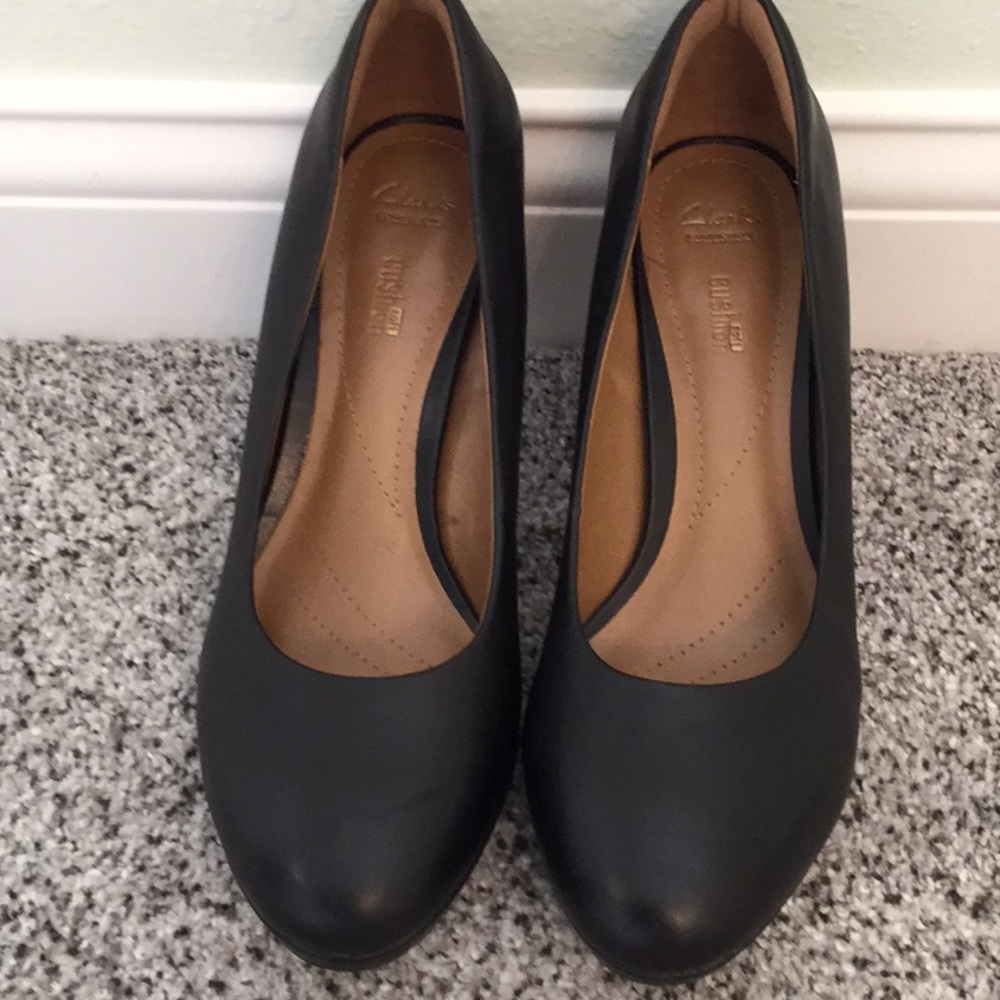 Black matte leather heels